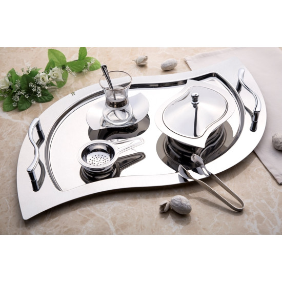 2-Piece Silver Lalezar Tray Set 2-Piece Silver Lalezar Tray Set