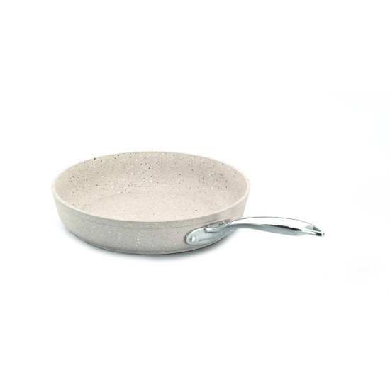 مقلاة كوركماز جرانيت لون بيج مقاس 26سم بغطاء زجاج