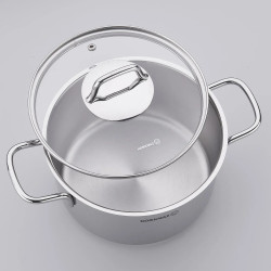 Korkmaz Perla Stainless Steel Cookware Set Glass Lid 8 Pieces