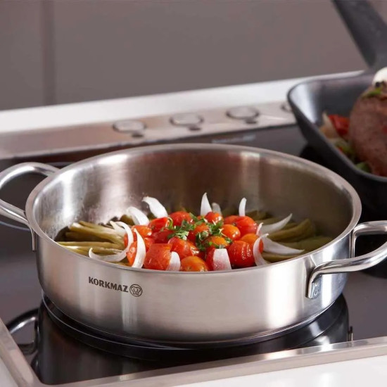 Korkmaz Perla Stainless Steel Cookware Set Glass Lid 8 Pieces