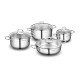 Korkmaz Perla Stainless Steel Cookware Set Glass Lid 8 Pieces