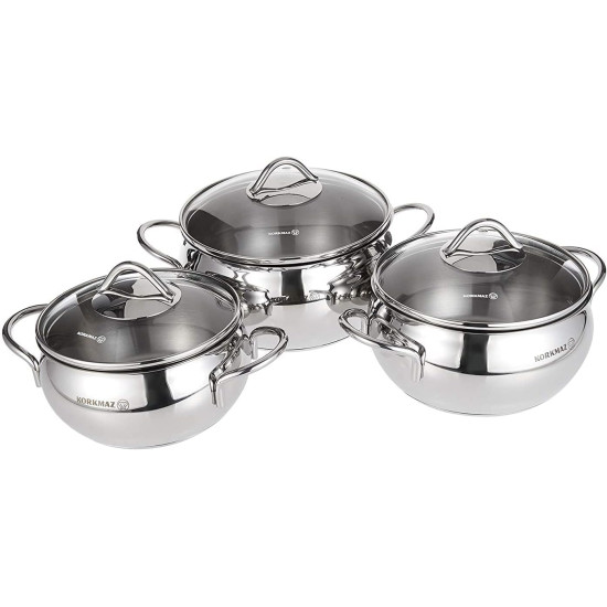 Korkmaz Tombek steel cookware set, 6 pieces