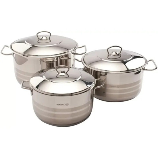 Korkmaz Astra steel cookware set, 6 pieces: