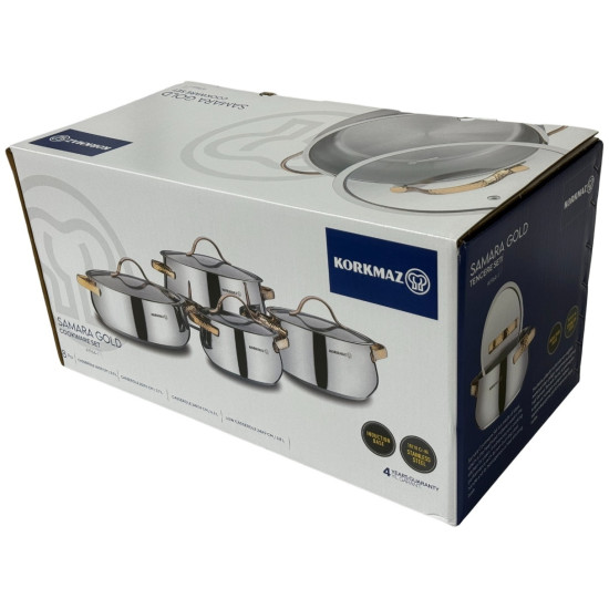 ﻿طقم أواني سامارا كوركماز، 8 قطع، بمقابض ذهبية