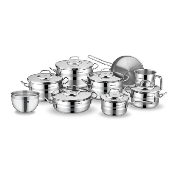 Korkmaz Astron 15 Pieces Stainless Steel Cookware Set
