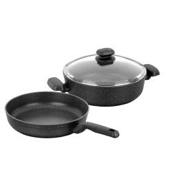 طقم كوركماز أورنيلا 3 قطع قدر منخفض مع غطاء زجاج ومقلاة 