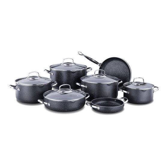 Korkmaz Galaxy granite cookware set consisting of 12 pieces
