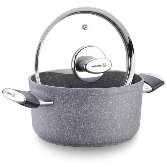 طقم أواني كوركماز جرانيت بالما 7 قطع رمادي