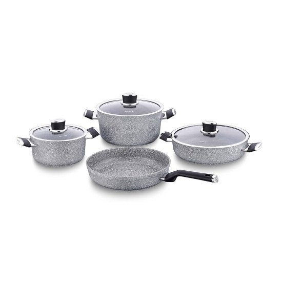 طقم أواني كوركماز جرانيت بالما 7 قطع رمادي