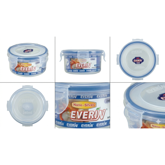 علب تخزين طعام كوري دائرية محكمة الغلق سعة 240 مل علب تخزين طعام كوري دائرية محكمة الغلق سعة 240 مل