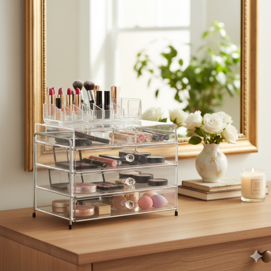 صندوق تخزين مستحضرات التجميل 4 ادوار صندوق تخزين مستحضرات التجميل 4 ادوار