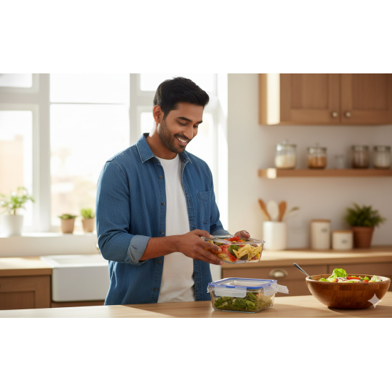 550ml Square Glass Storage Containers