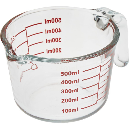 مكيال قياس زجاجي 500 مل مكيال قياس زجاجي 500 مل