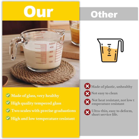 مكيال قياس زجاجي 500 مل مكيال قياس زجاجي 500 مل