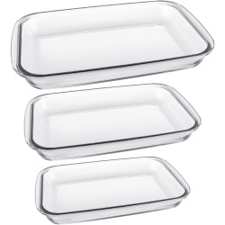 3-Piece Rectangular Glass Oven Tray Set