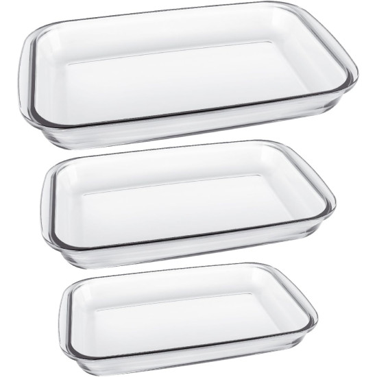 3-Piece Rectangular Glass Oven Tray Set