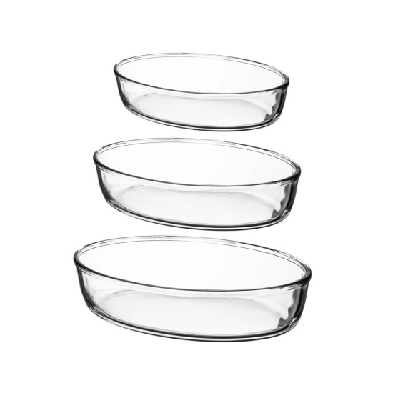 3-Piece Oval Glass Oven Baking Tray Set