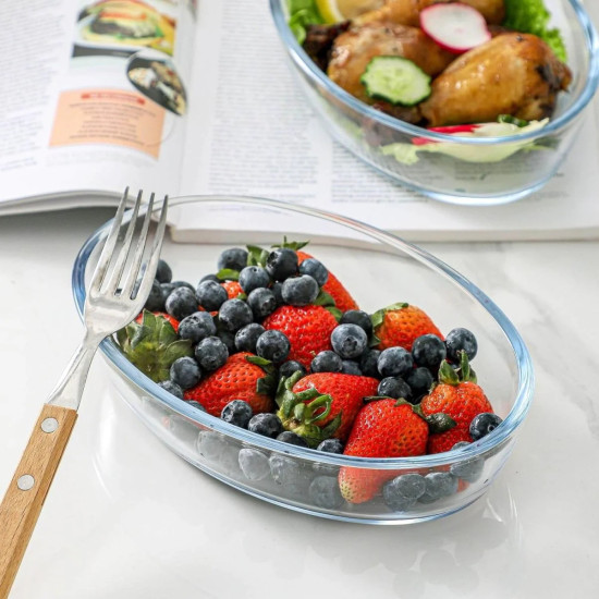 3-Piece Oval Glass Oven Baking Tray Set