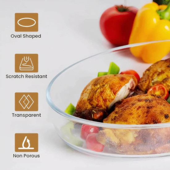 3-Piece Oval Glass Oven Baking Tray Set