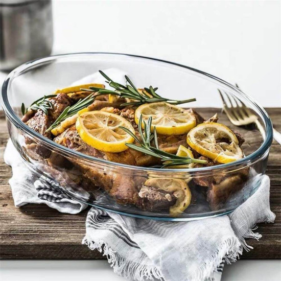 3-Piece Oval Glass Oven Baking Tray Set