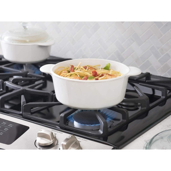 قدر خزفي أبيض من كورنينج وير مع غطاء زجاجي دائري سعة 3.25 لتر