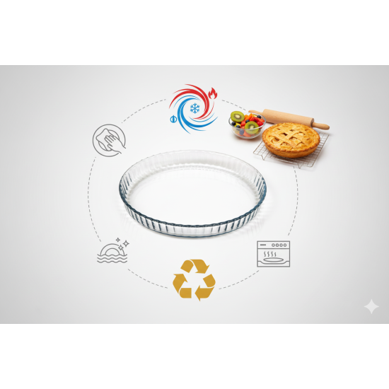 Round glass oven tray, 21.6 cm