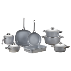 طقم أواني طهي سيراميك صافلون 13 قطع رمادي