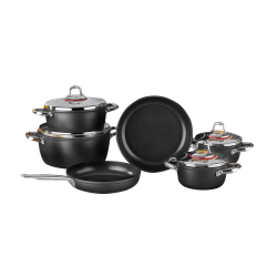 طقم قدور تركي صافلون تيتانيوم مكونة من 10 قطعه اسود