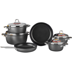 طقم قدور تركي صافلون تيتانيوم مكونة من 10 قطعه رمادي