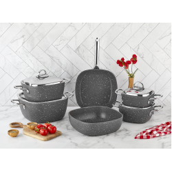 طقم قدور تركي صافلون جرانيت مكونة من 10 قطعه رمادي