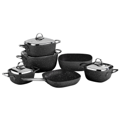 Saflon Turkish pots set, Granite 10 pieces, black..