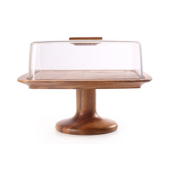  صحون كيك خشب مربع بقاعدة