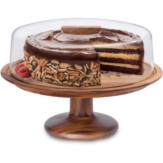 صحون كيك خشب مدور بقاعدة