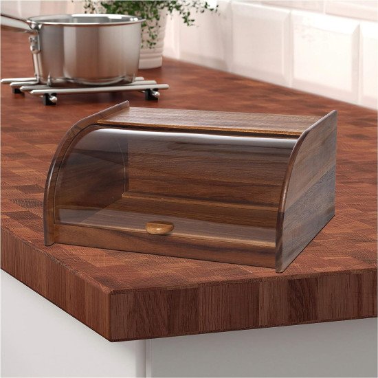 صندوق خبز خشبي بغطاء اكريليك منزلق من بيلي