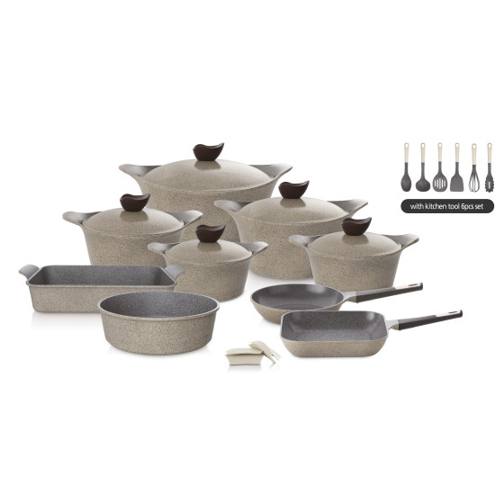 Neoflam Anyy Cookware Set, 20 Pieces, Beige