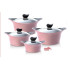 Eni Granite Cookware Set with Glass Cover, 8 Pieces, Pink