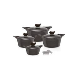 Eni granite cookware set with black lid, 8 pieces Eni granite cookware set with black lid, 8 pieces